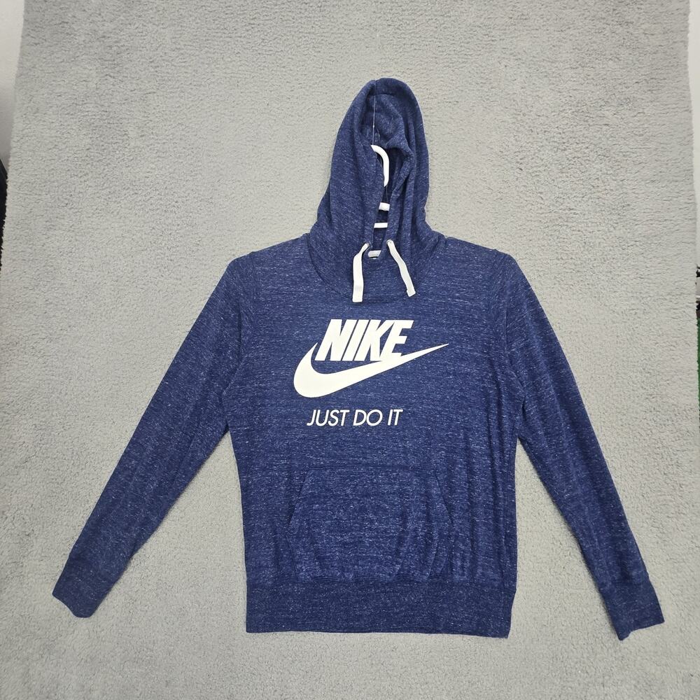 Nike Hoodie Sweatshirt Blue Womens Large Just Do It Swoosh Pullover 914414-478
